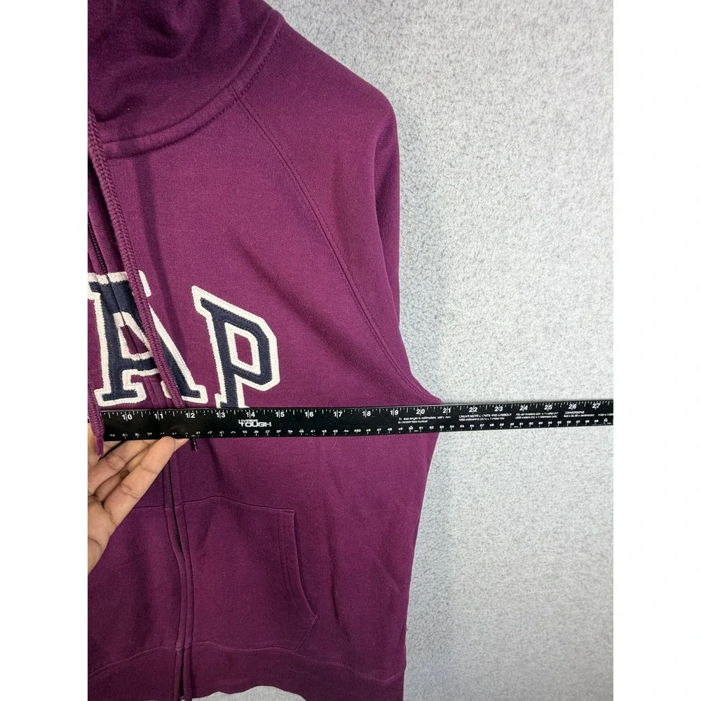 Gap Hoodie Women's Large Purple Full Zip Fleece Hooded Graphic Logo Sweatshirt